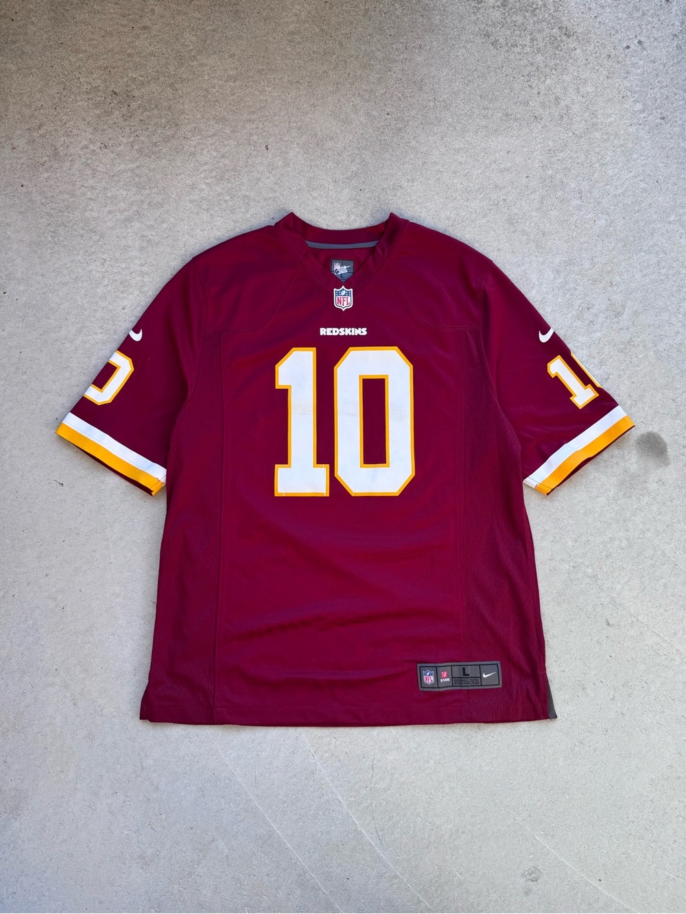 NFL Redskins Men's Burgundy Jersey #10 with Gold Accents